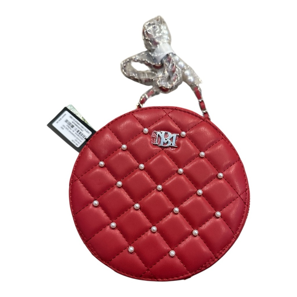 NWT Badgley Mischka Round Quilted Red Crossbody READ DETAILS